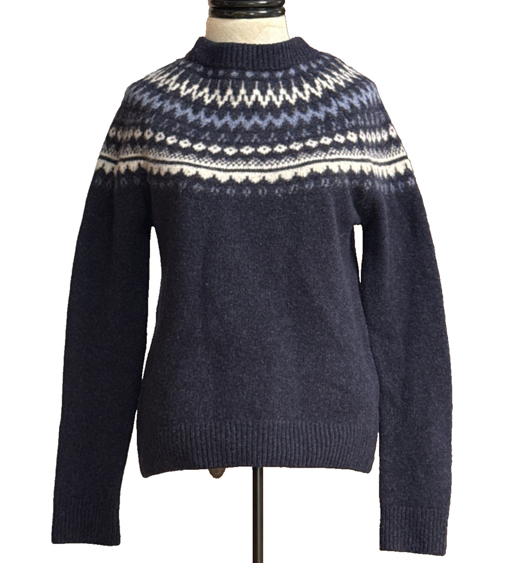2000s Abercrombie & Fitch‎ Womens Small Navy Blue Fair Isle Pullover Sweater